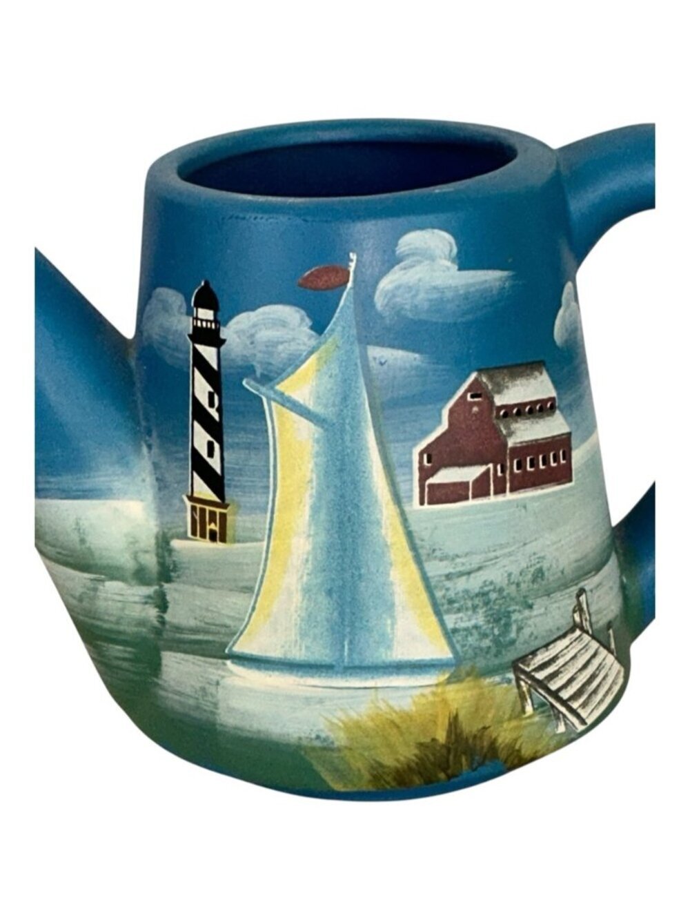 Vintage Nautical Watering Can Ceramic Coastal Decor Collectible by Primark Blue - Picture 2 of 12